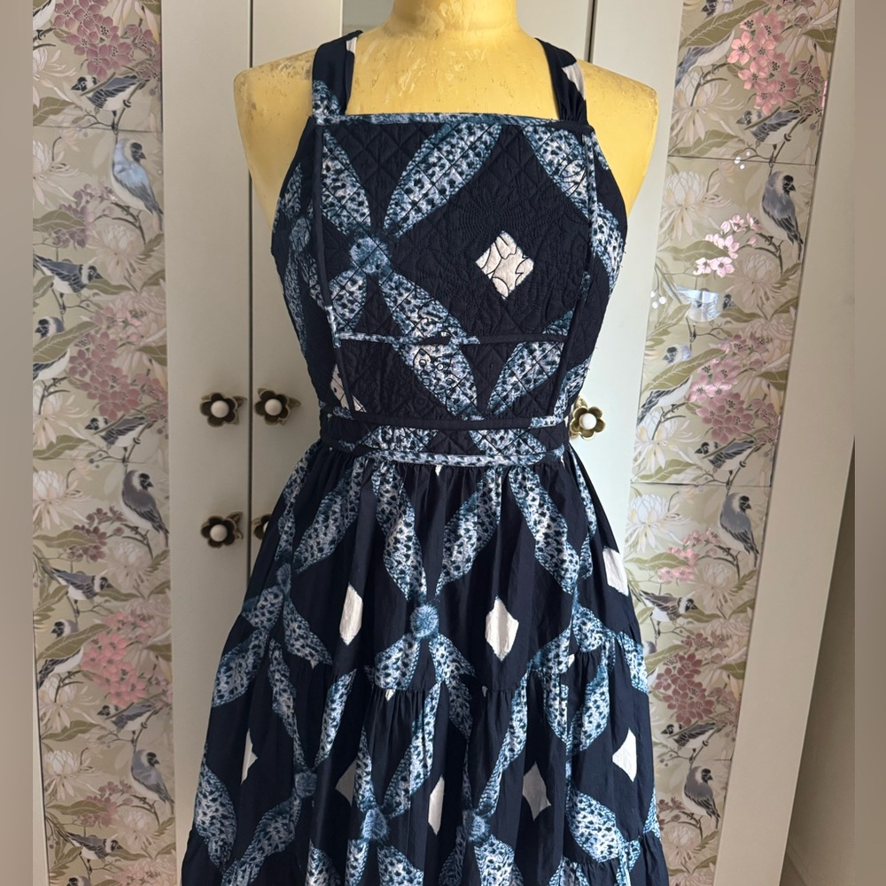 Ulla Johnson Jiya Blue Quilted Midi Dress - Picture 9 of 12